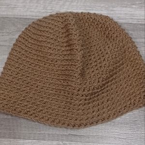 Handmade Brown Crochet Yarn Beanie, 10" wide x 8" long, unstretched - new